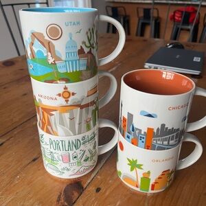 Colorful City-Themed Stackable Mugs Set